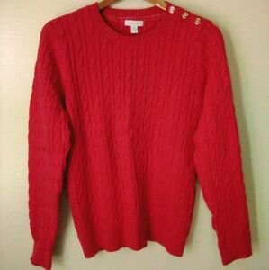 Charter Club 3 Buttons Crew Neck Cotton Blend Crimson Sweater Size XL